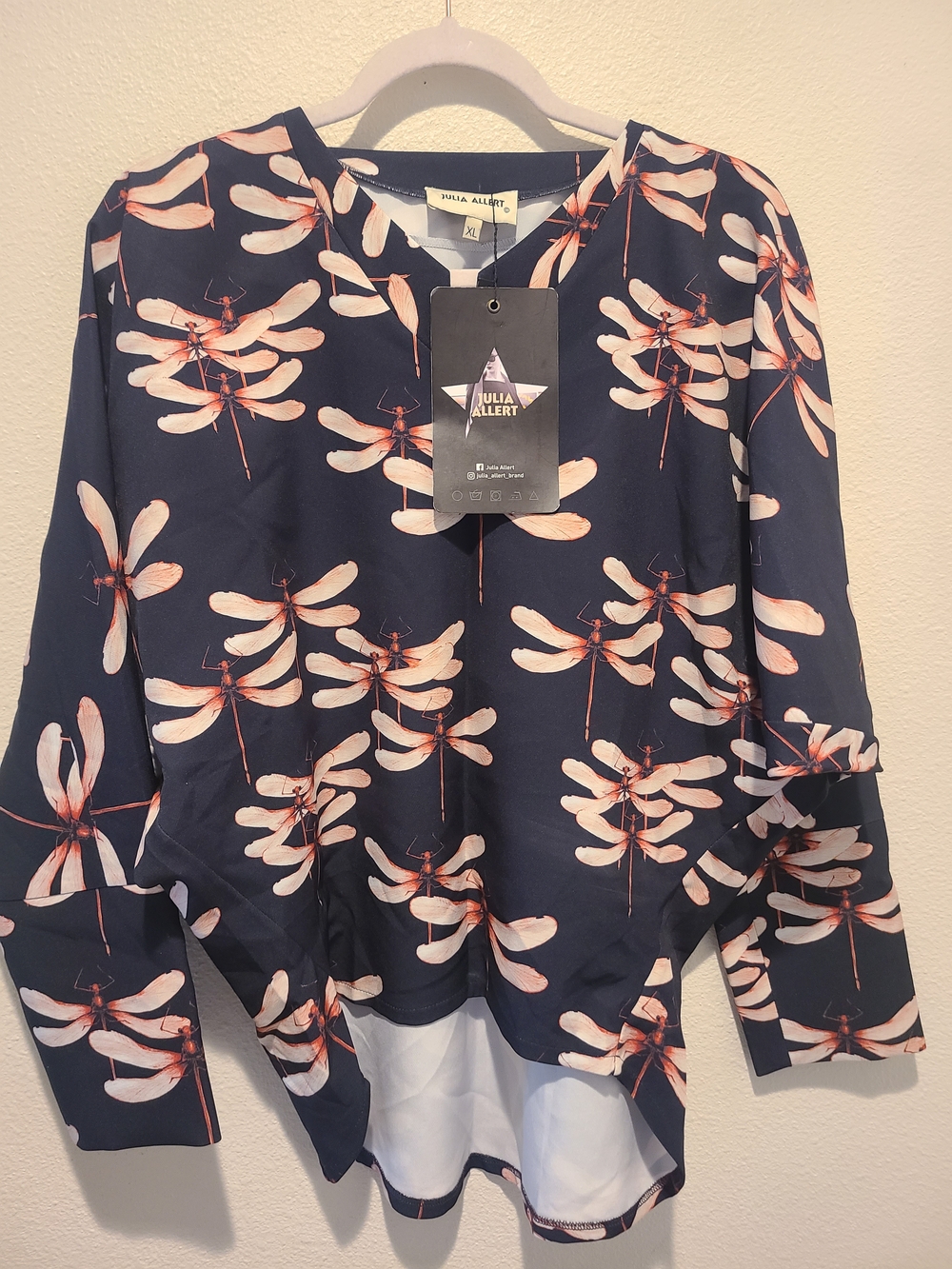 Navy Dragonfly Print Blouse by Julia Allert